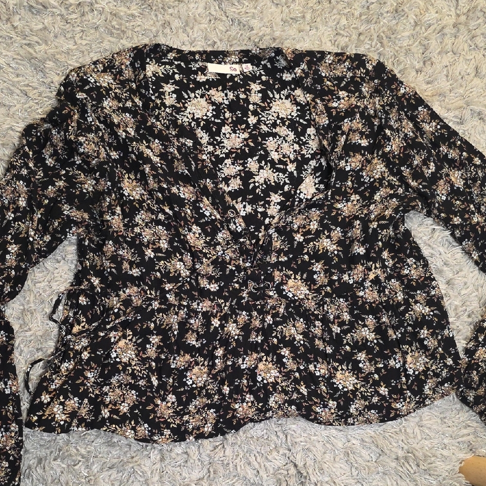 SO Black Floral Women's Blouse